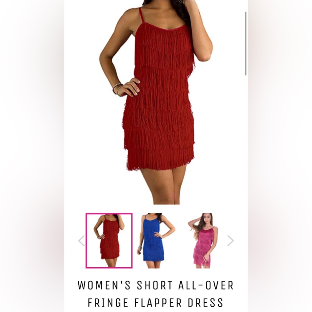 Chic Red Mini Fringe Dress